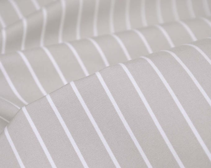 Hosenstoff aus Lyocell mit Stretch, Streifen, beige, weiß - 145cm breit - Stoff zweifarbig, Streifen