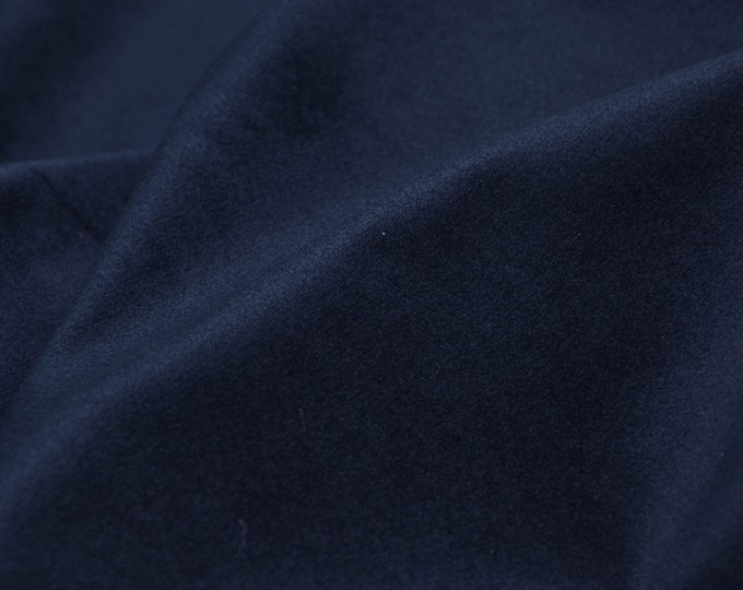 Evening wear velvet fabric for clothing in dark blue - 150 cm wide - fabric slightly glossy, solid color