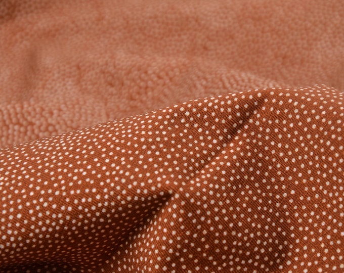 Kinderjersey „Fancy Dots“, Punkte in orange, rost von Hilco - 150cm breit - Stoff matt Punkte