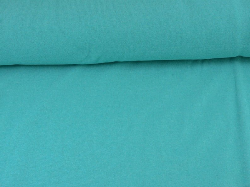 Tejido de punto de algodón Gillo en turquesa y verde de Hilco - 175 cm de ancho - tejido jaspeado mate imagen 6