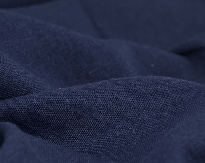 Leinenstoff mit Viskose in uni blau, dunkelblau - 140cm breit - Stoff Leinenoptik, UNI