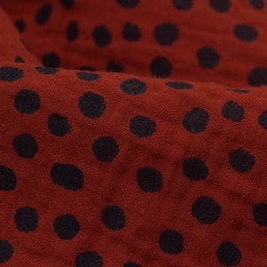 Muslin in red, terracotta with small dots, polka dots - 135 cm wide - Fabric patterned dots