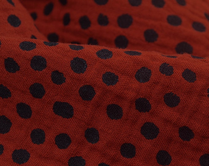 Musselin in rot, terrakotta mit kleinen Punkten, Tupfen - 135cm breit - Stoff gemustert Punkte