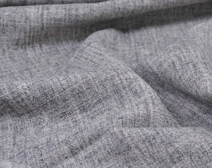 Leinen-Viskose Webware in grau meliert von Hilco - 145cm breit - Stoff Leinenoptik, melange