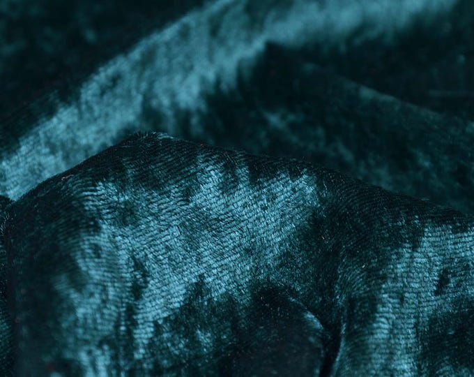 Velvet fabric, panne velvet made of polyester, solid dark green, glossy - 140 cm wide - glossy fabric, solid color