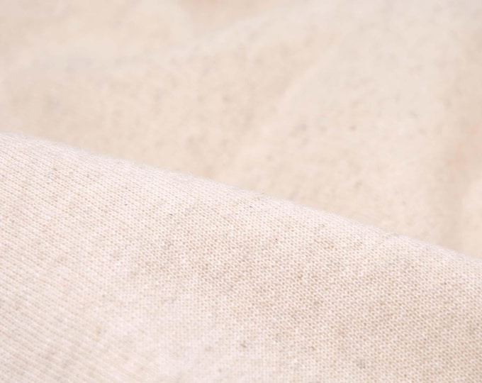 Cotton and linen sweatshirt fabric in solid natural beige from Hilco - 140 cm wide - matte melange fabric