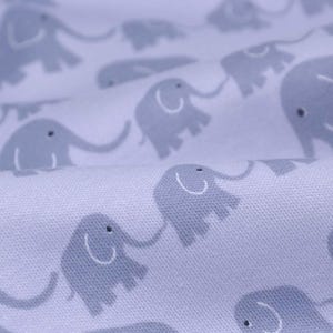 Children's jersey in light grey with elephants made of cotton - 135 cm wide - patterned fabric, animals