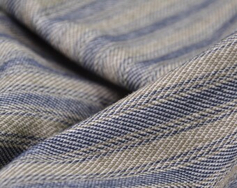 Jersey misto cotone/poliestere, a righe beige e blu - larghezza 155 cm - tessuto a righe lisce