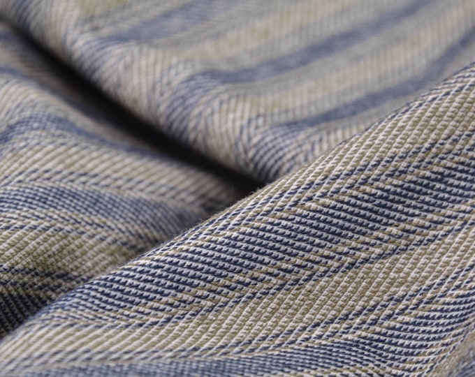 Jersey Baumwolle, Polyester, gestreift beige und blau - 155cm breit - Stoff glatt Streifen