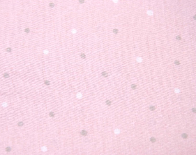 Cotton fabric with polka dots, pink and white, patchwork fabric, extra wide - 280 cm wide - patterned fabric with polka dots