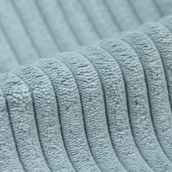 Corduroy upholstery fabric in mint, velvety, soft, green - 140 cm wide - fluffy fabric, solid color