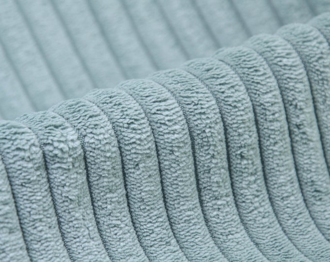 Polsterstoff Cord in mint, samtig, weich, grün - 140cm breit - Stoff flauschig, UNI