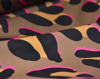 Sportjersey Performance Safari gold by Albstoffe, Leo, grey, pink, yellow - 135 cm wide - fabric slightly glossy, Leo