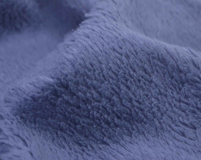 Teddy, plush fabric made of cotton in plain blue, soft and fluffy - 150 cm wide - fabric fluffy, UNI