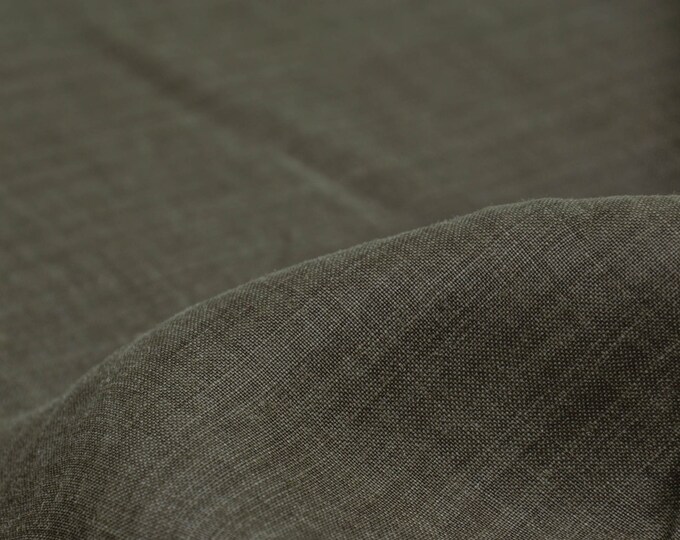 Blouse fabric in linen look made of ramie in green, olive - 145 cm wide - smooth fabric UNI