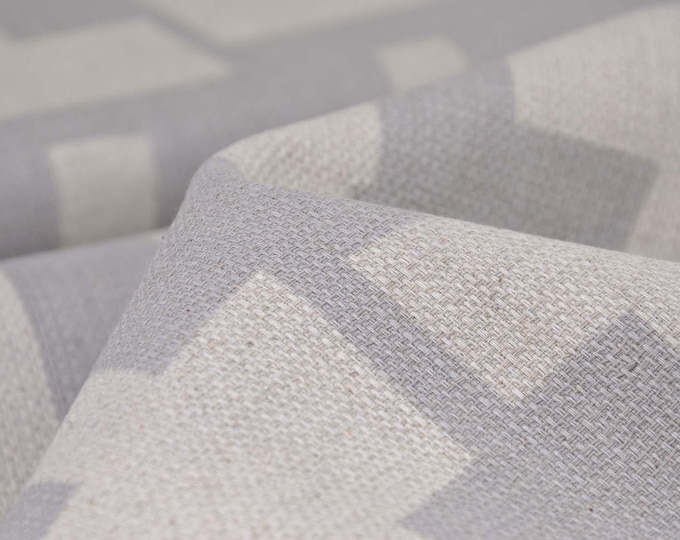 Canvas geometric pattern, light grey, beige, patchwork fabric - 110 cm wide - smooth fabric, geometric pattern