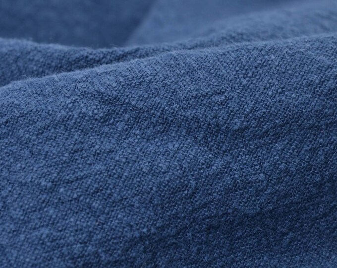 Leinen stone washed uni dunkelblau, Kleid, Rock - 140cm breit - Stoff Leinenoptik, UNI