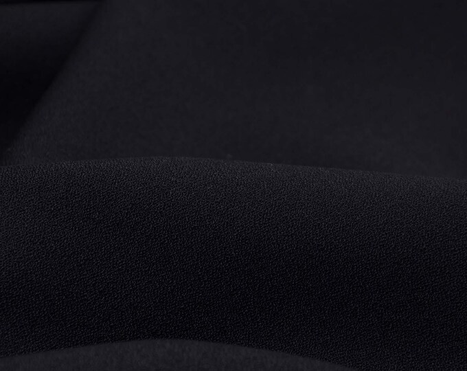 Hosenstoff Georgette aus Schurwolle, Wolle in uni schwarz - 150cm breit - Stoff matt, UNI