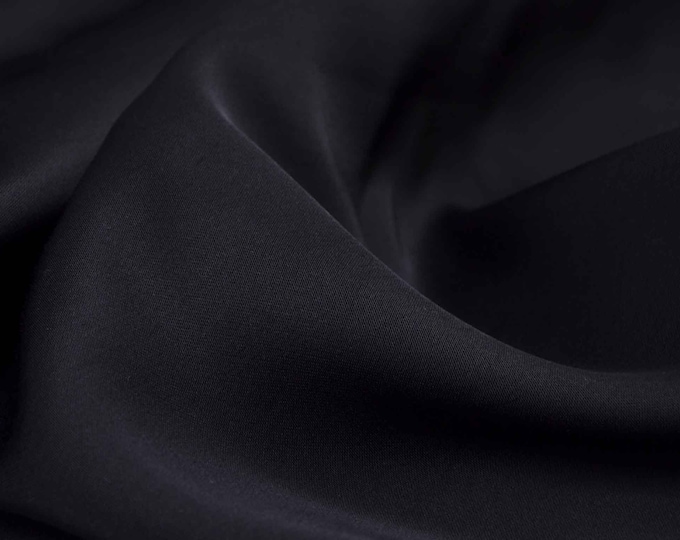 Blouse fabric woven from viscose, solid black - 145 cm wide - glossy fabric, solid color
