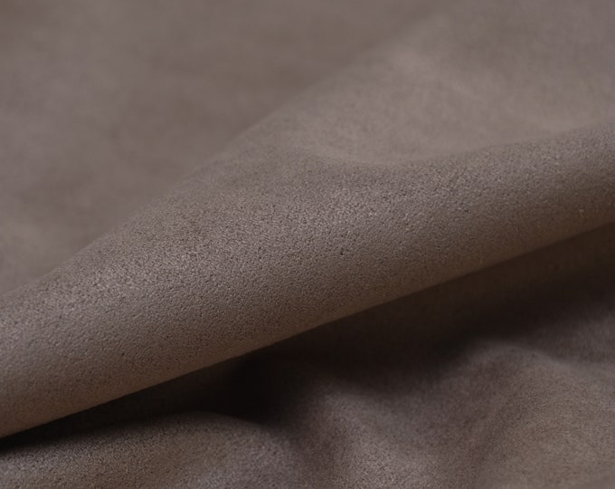 Faux leather/suede trouser fabric, plain, thin, beige/brown - 140 cm wide - slightly glossy fabric, plain