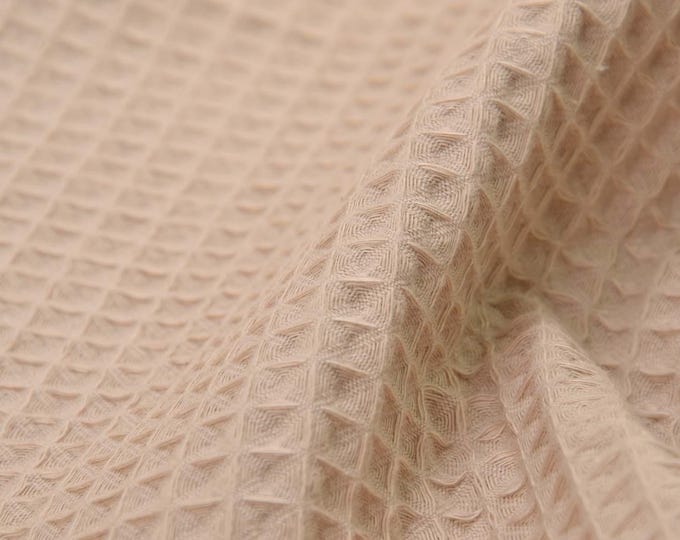 Waffle pique, waffle fabric "Nelson" made of cotton in plain light beige, beige - 150 cm wide - fabric matt, UNI
