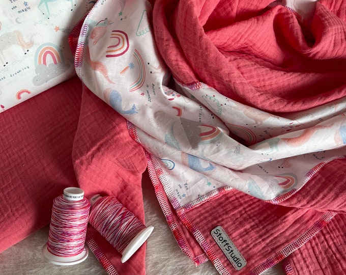 Extra großes Musselintuch, zweifarbig