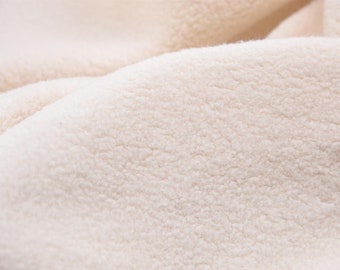 Teddy fleece made of fluffy cotton in eggshell by Hilco - 170 cm wide - fluffy fabric, UNI