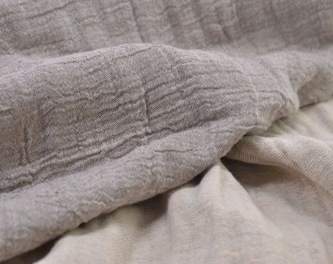 Muslin cotton fabric by the meter, double gauze, beige/brown