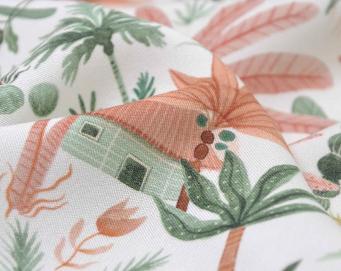 Viscose blouse fabric Ecovero with palm trees by Katia Fabrics - 145 cm wide - smooth, patterned fabric