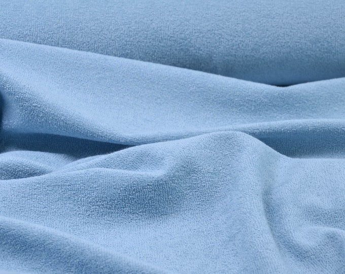 Terry cloth fabric made of cotton Curled Cotton in blue - 185 cm wide - fabric fluffy UNI
