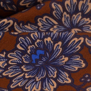 Viscose jersey with flowers, brown, blue by Hilco - 145 cm wide - patterned fabric