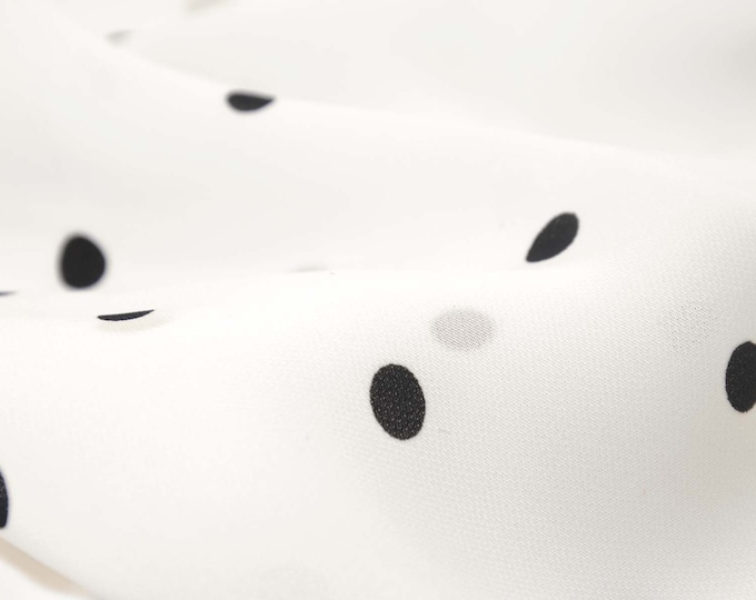Blouse fabric chiffon white with black dots, heart pink - 150 cm wide - fabric semi-transparent, dots