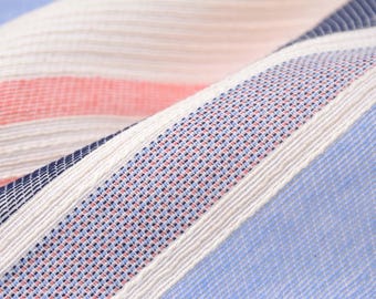 Tela para blusa, tela para vestido a rayas, azul, rojo, beige con elasticidad - cm de ancho - tela estampada, rayas
