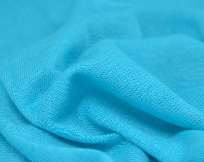 Linen jersey with viscose, thin and flowing, plain turquoise - 160 cm wide - semi-transparent fabric, UNI