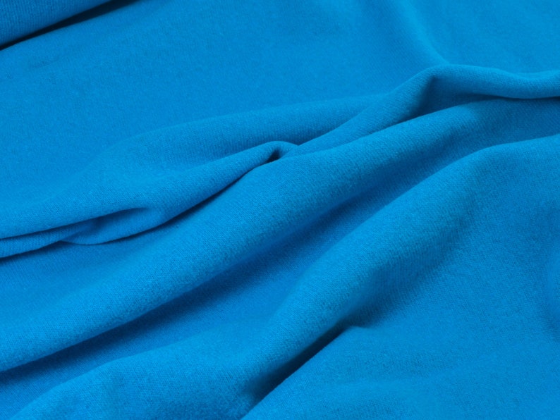 Gillo knitted fabric made of cotton in blue and turquoise by Hilco - 175 cm wide - matte melange fabric image 2