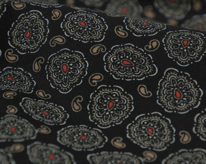 Baumwolldruck, Paisley, schwarz, beige - Makower