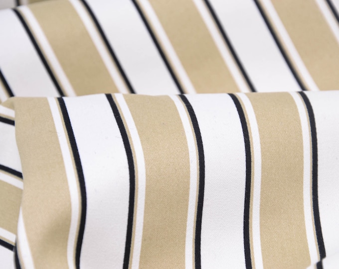 Evening wear cotton satin with stripes in cream-white, beige - 135 cm wide - fabric patterned stripes