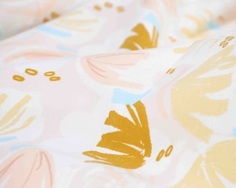 50 cm of sweatshirt fabric, summer sweatshirt fabric, floral, pastel, pink, blue, beige