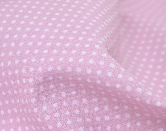 Cotton fabric with polka dots, pique, pink, white, dots, polka dots - 150 cm wide - patterned fabric, polka dots