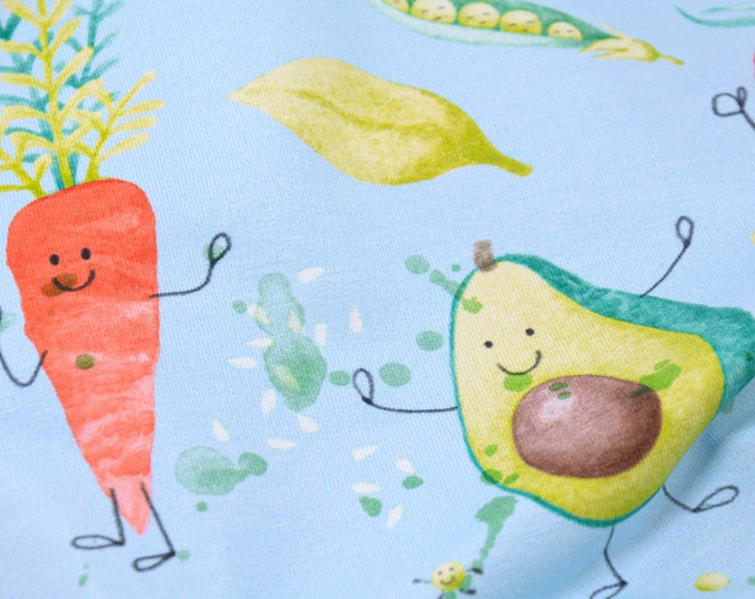 Children's jersey Veggie Friends with vegetables by Hilco - 150 cm wide - patterned fabric