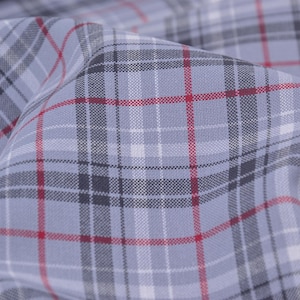Baumwollstoff Webstoff kariert, grau, rot, Westfalenstoffe - 150cm breit - Stoff gemustert, Karos