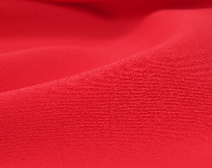 Silk fabric in plain red, elastic, thin, light, blouses, dresses - 130 cm wide - smooth fabric, UNI