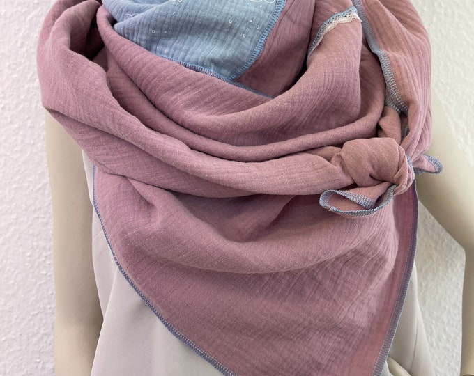 Extra großes Musselintuch, mit Spitze