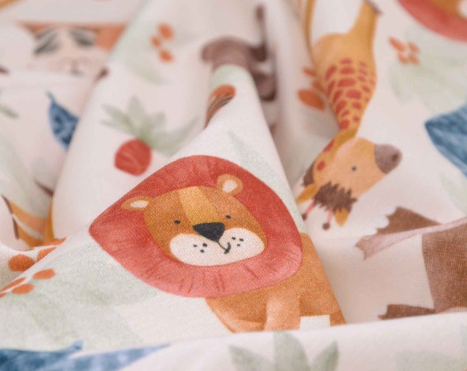 Children's jersey Safari Friends, animals, lion, tiger made of cotton by Hilco - 150 cm wide - fabric smooth, animals