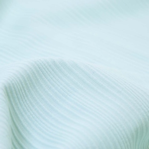 Jersey fabric with stripes, rib knit in plain mint, blue - 125 cm wide - fabric matt, stripes