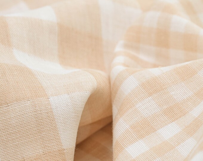 Muslin beige, check, doubleface, organic cotton by Katia - 145 cm wide - fabric can be used on both sides checks