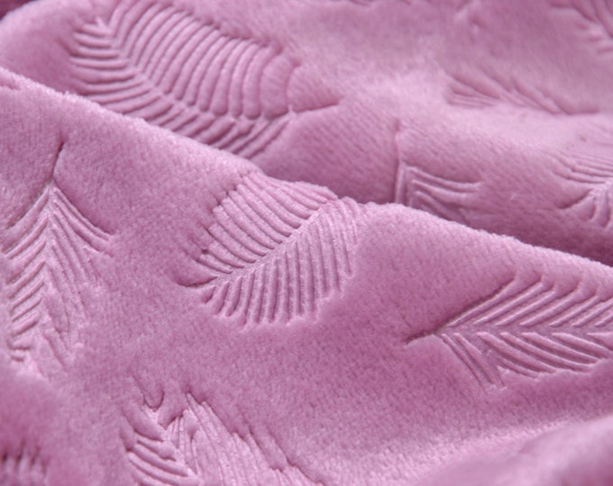 Fleece, plush fabric with feathers in pink - 155 cm wide - fabric fluffy UNI