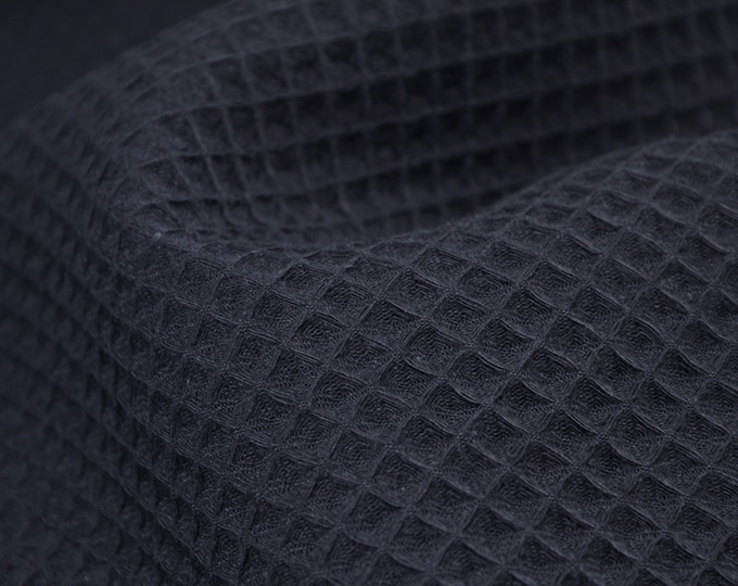 Waffle pique, Nelson waffle fabric, cotton, sold by the meter, solid color, Oeko-Tex certified, emerald green - 152 cm wide - reversible fabric, solid color