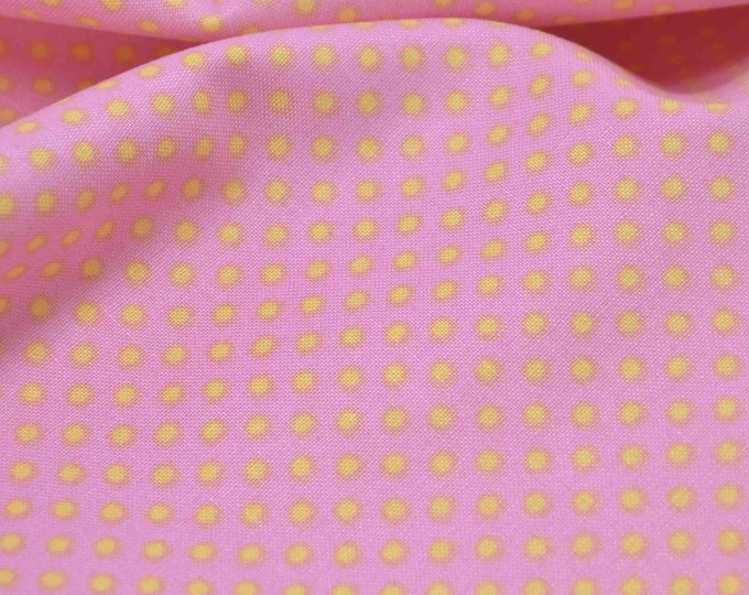 Cotton print, dots, yellow, pink - Makower 830 PY