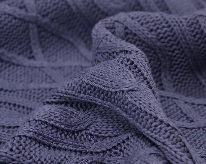 Cotton knit fabric with pattern in solid blue, denim blue, knit - 140 cm wide - knit fabric, solid color